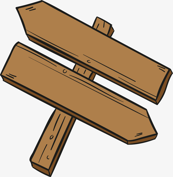 卡通矢量木质方向牌免抠