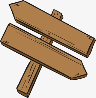 卡通矢量木质方向牌免抠