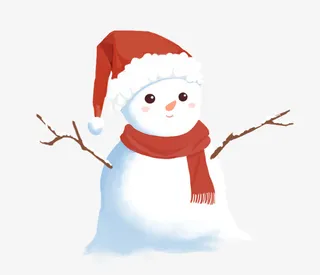 卡通雪人手绘免抠