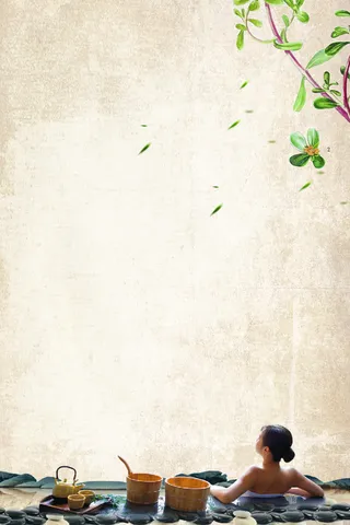 中国风女子养生会所海报psd分层背景高清