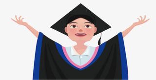 卡通小学生毕业啦免抠