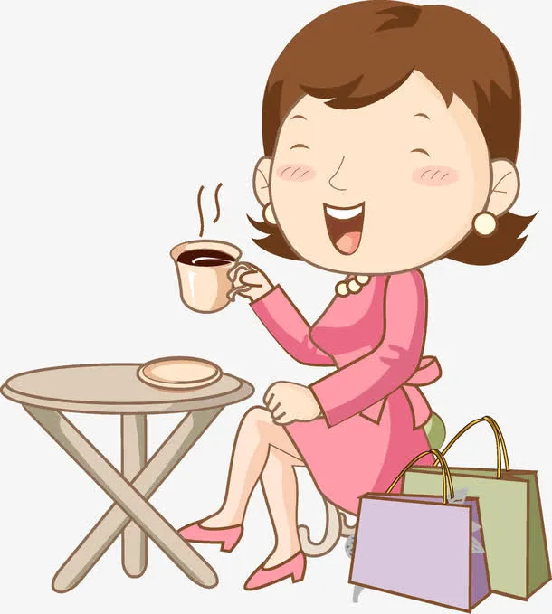 坐着喝茶的女士免抠