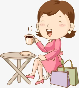 坐着喝茶的女士免抠