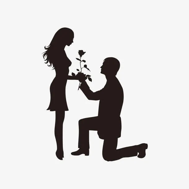 剪影求婚王子公主素材免抠