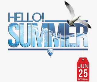 你好夏天英文主题艺术字免抠