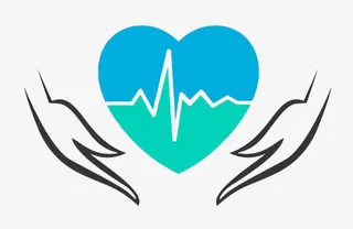 蓝色简约双手心形免抠