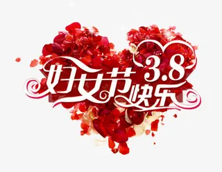 38妇女节桃心装饰素材免抠
