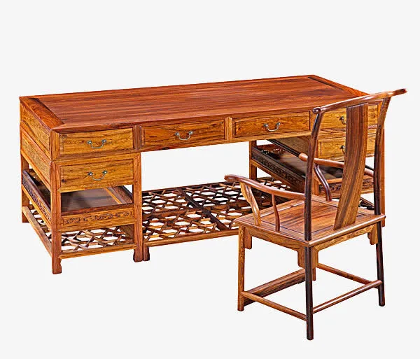 复古黄色古代桌椅套装免扣免抠