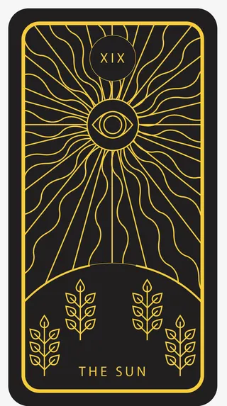 盛开的矢量卡通风格塔罗牌免抠