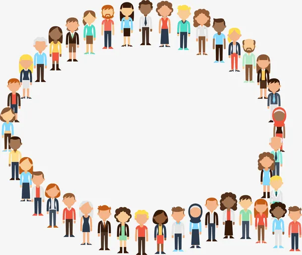 中国人口日一堆人免抠