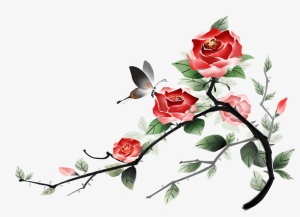 手绘玫瑰边框装饰免抠