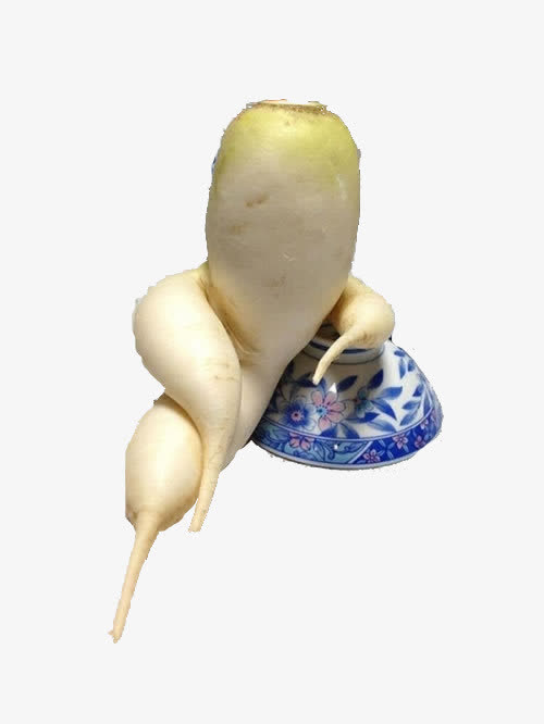 白萝卜 茶杯  人形 中国风免抠