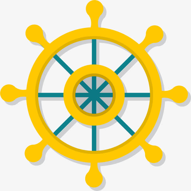 黄色船舵装饰图案免抠
