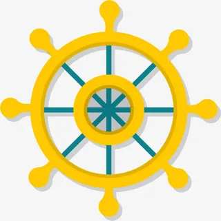 黄色船舵装饰图案免抠