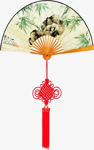 折扇扇子山水图片免抠