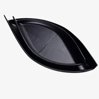 黑色叶子状底纹简约家用陶瓷盘子免抠