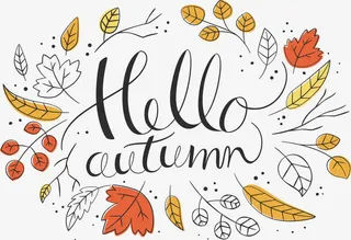 手绘你好秋天免抠