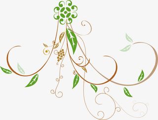 优美手绘花纹树枝免抠