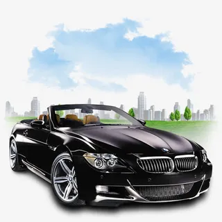 动漫豪车敞篷跑车郊外风景免抠