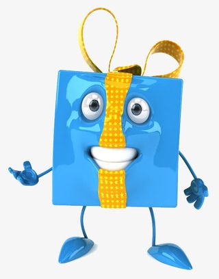 蓝色创意3D礼盒人物免抠