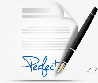 现代商务培训签字笔和纸免抠