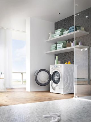 白色简易卫浴背景素材海报图高清