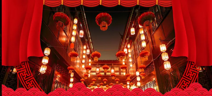 年货节喜庆红色电商海报背景高清