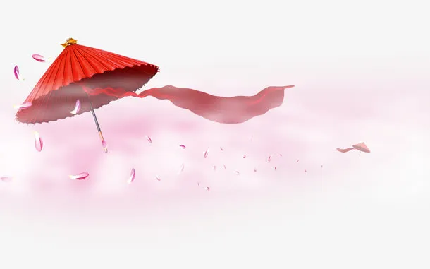 红色油纸伞免抠