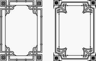 中国风古黑线框免抠