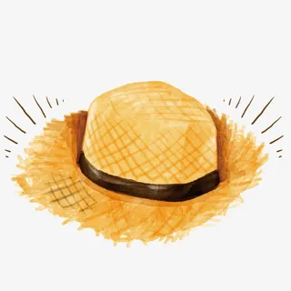 手绘黄色草帽免抠