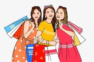 双十二手绘购物人物免抠