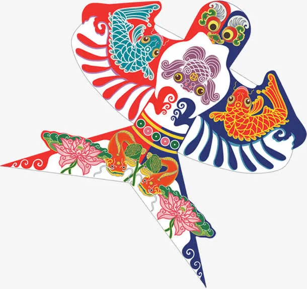 春天风筝彩绘设计免抠