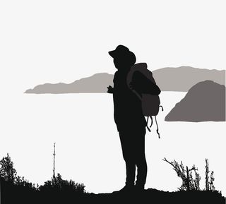 矢量背包客远眺剪影免抠