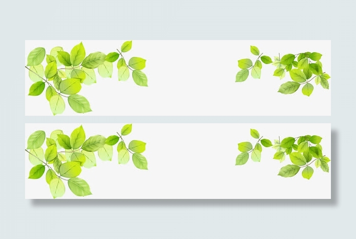 手绘绿色春天树叶装饰免抠