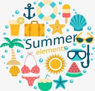 蓝色水珠夏日元素免抠标签元素