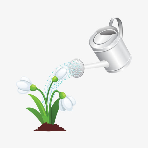 矢量给鲜花浇水免抠