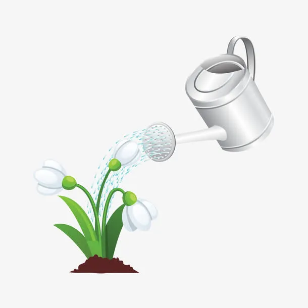 矢量给鲜花浇水免抠