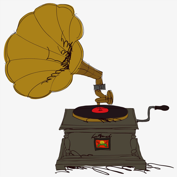手绘复古留声机免抠图免抠
