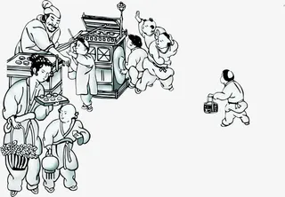 手绘漫画中国风地摊免抠