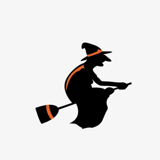 卡通坐扫帚的巫婆免抠