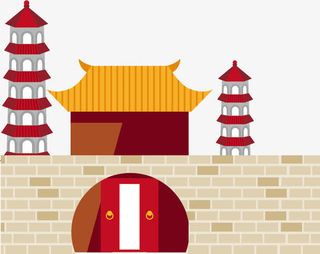 复古风格中国古建筑设计免抠