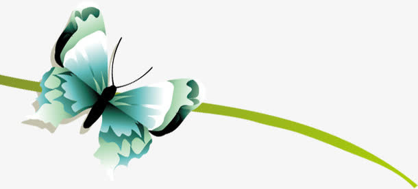 手绘春天蓝色蝴蝶免抠