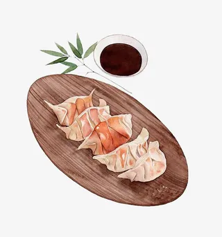 水彩饺子免抠
