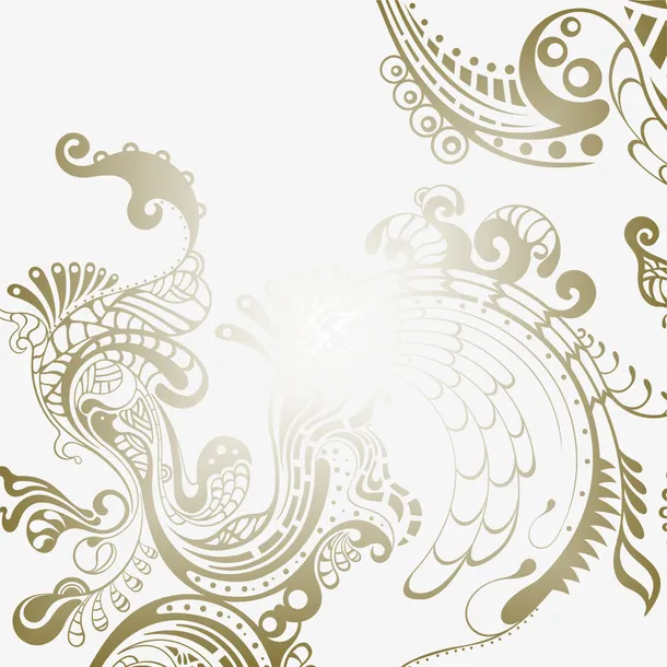 文艺风绿色藤蔓花纹免抠