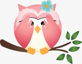 卡通树枝上的猫头鹰免抠