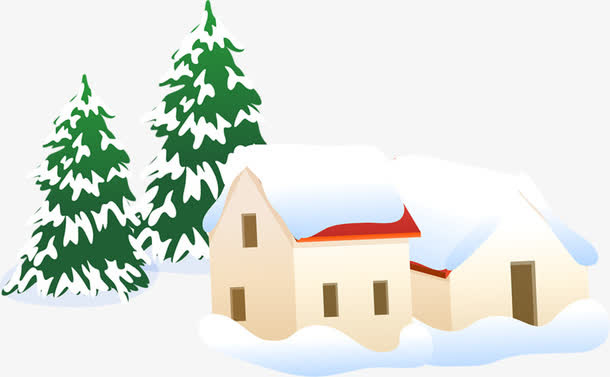 雪地里的房子免抠