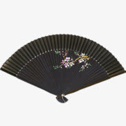 黑色桃花扇中国风免抠