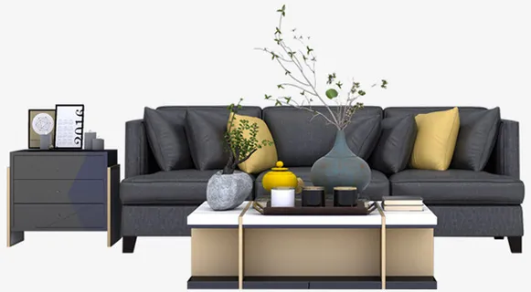 手绘卡通立体家装客厅沙发茶几免抠