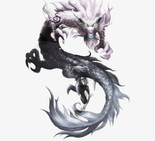 黑色的卡通中国龙免抠