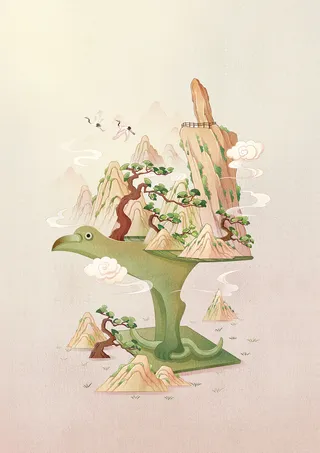 文艺清新黄山系列背景迎天下客高清